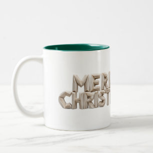 Caneca De Café Em Dois Tons Caneca com Letras em Bloco de Natal em Origami