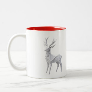 Caneca De Café Em Dois Tons Caneca com Retrato de Veado em Origami