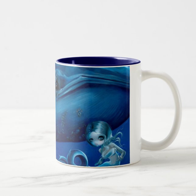 Caneca De Café Em Dois Tons "Caneca da baleia azul grande" (Direita)