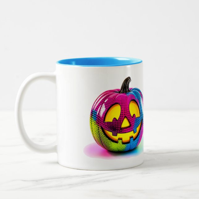 Caneca De Café Em Dois Tons Caneca de Abóbora Neon em Meios-Tons (Esquerda)