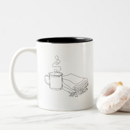 Caneca De Café Em Dois Tons Caneca de Acampamento em Arte Linear Desenho de Vi