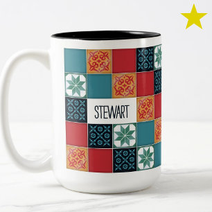 Caneca De Café Em Dois Tons Caneca de Azulejos Personalizados com Nome em Port