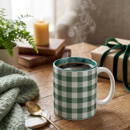 Caneca De Café Em Dois Tons Caneca de Café Estética Sage Verde Xadrez Tons Dup