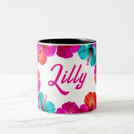 Caneca De Café Em Dois Tons Caneca de café floral de dois tons personalizável