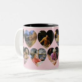 Caneca De Café Em Dois Tons Caneca de Colagem de Fotos Rosa com Molduras em Co