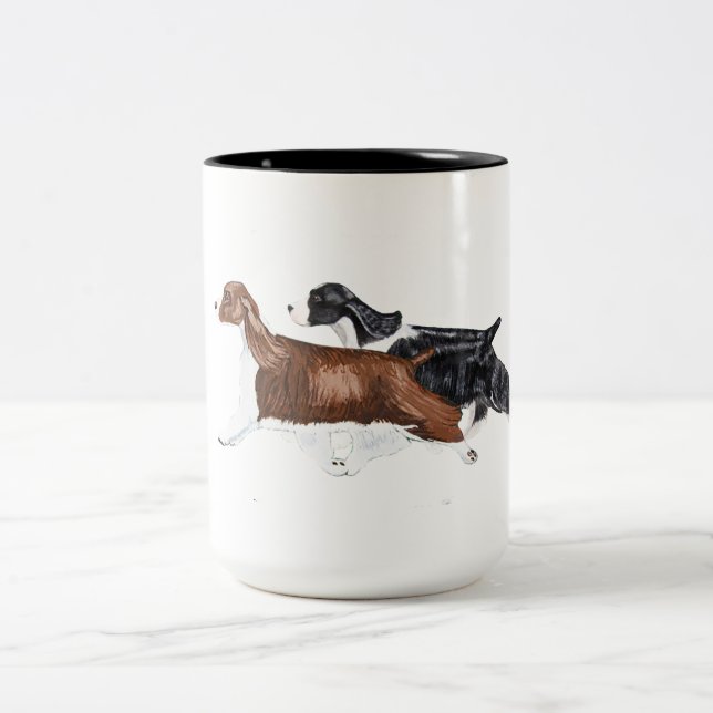 Caneca De Café Em Dois Tons Caneca de dois Spaniels de Springer inglês (Centro)