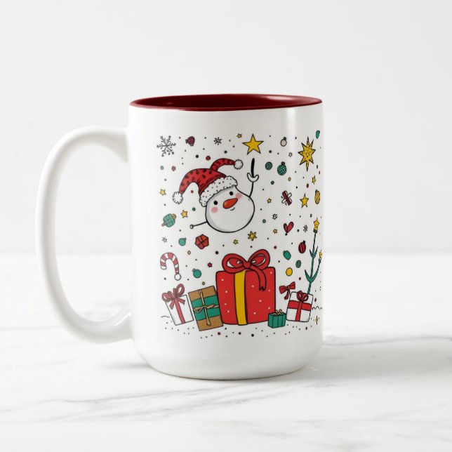 Caneca De Café Em Dois Tons caneca de dois tons personalizada de Natal (Esquerda)