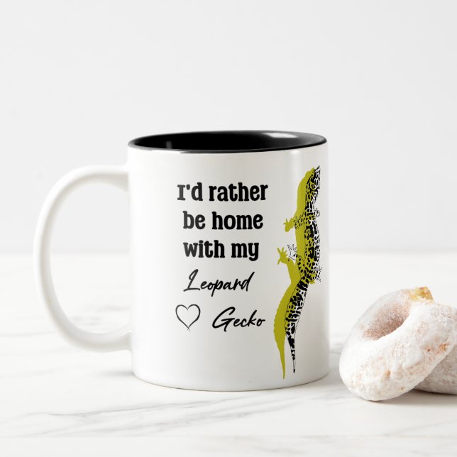Caneca De Café Em Dois Tons Caneca-de-gecko-leopardo-branca (Com Donut)