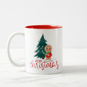 Caneca De Café Em Dois Tons Caneca de Natal de Gengibre em Árvore de Natal