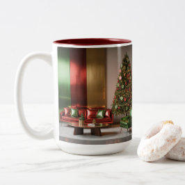 Caneca De Café Em Dois Tons Caneca de Natal MidCentury Modern em Dois Tons