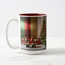 Caneca De Café Em Dois Tons Caneca de Natal MidCentury Modern em Dois Tons