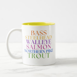 Caneca De Café Em Dois Tons Caneca de pesca em Michigan com texto arco-íris pa
