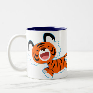 Caneca De Café Em Dois Tons Caneca de Tigre de Desenho Animado Fofo em Fuga