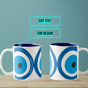 Caneca De Café Em Dois Tons "Caneca do costume do amuleto da boa sorte de olho