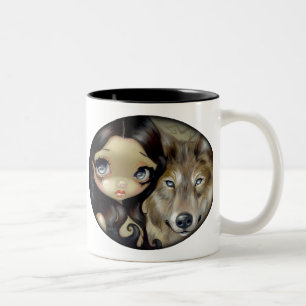 Caneca De Café Em Dois Tons "Caneca do lobo Eyed prata"