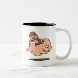 Caneca De Café Em Dois Tons Caneca do macaco do bebê (que vai para trás em um