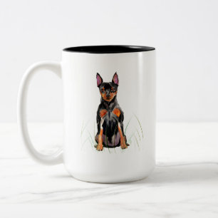 Caneca De Café Em Dois Tons Caneca do Pinscher Miniatura, Café do Cão Min Pin