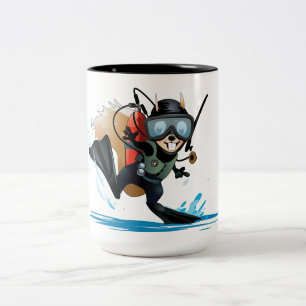Caneca De Café Em Dois Tons caneca do tom do esquilo dois do mergulho autónom