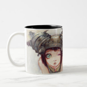Caneca De Café Em Dois Tons Caneca do tom do piscar os olhos dois