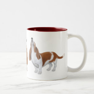 Caneca De Café Em Dois Tons Caneca do tom dos cães de Basset dois