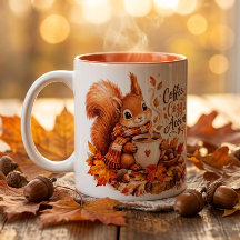 Caneca Esquilo Café Aconchegante & Nozes – Aguarel