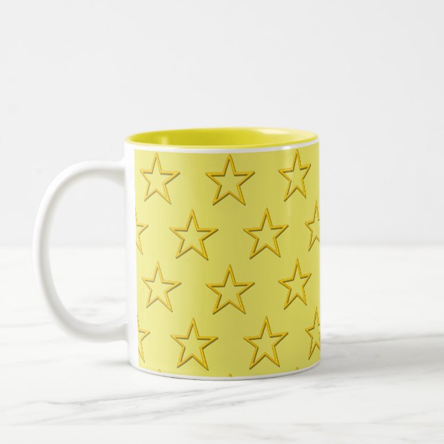 Caneca De Café Em Dois Tons Caneca - Estrelas Amarelas em Amarelo Claro (Esquerda)
