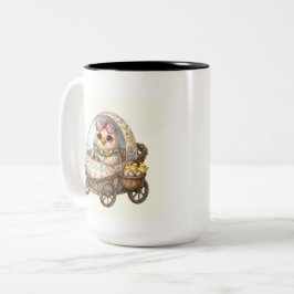 Caneca De Café Em Dois Tons Caneca Família de Pintinhos Fofos em um Carrinho d