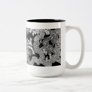 Caneca De Café Em Dois Tons Caneca floral abstrata em preto e branco