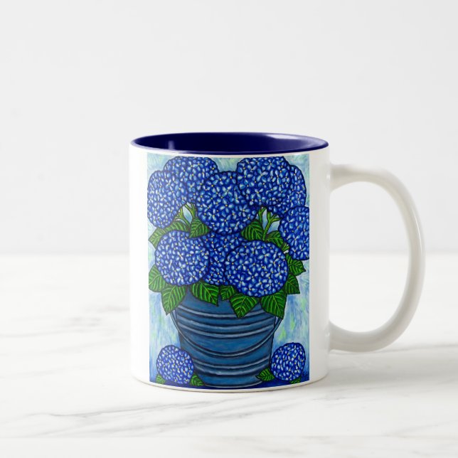 Caneca De Café Em Dois Tons Caneca floral Funky do café do "Hydrangea" (Direita)