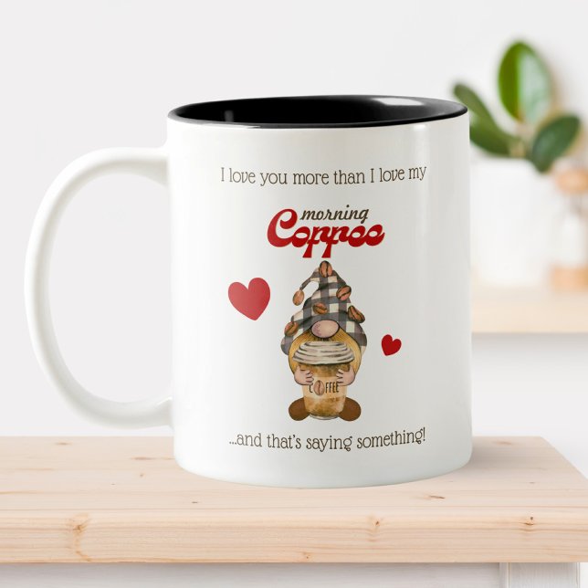 Caneca De Café Em Dois Tons Caneca Funny Valentine – Citação do Gnome do Café (Criador carregado)