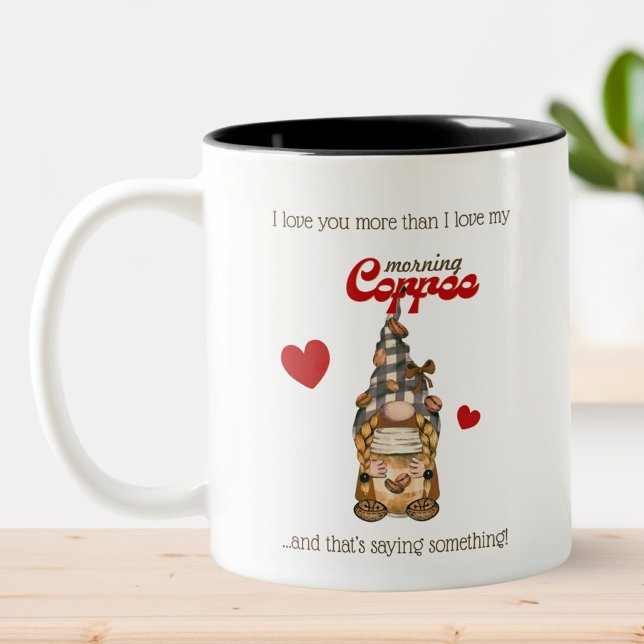 Caneca De Café Em Dois Tons Caneca Funny Valentine – Gnome do Café para Ele (Criador carregado)