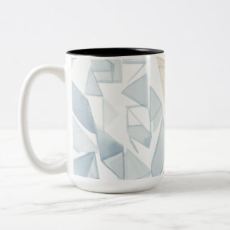 Caneca De Café Em Dois Tons "Caneca Geométrica Neutra de Aquarela Abstrata"
