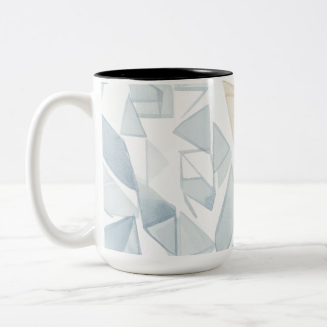 Caneca De Café Em Dois Tons "Caneca Geométrica Neutra de Aquarela Abstrata" (Esquerda)