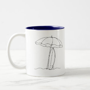 Caneca De Café Em Dois Tons Caneca Guarda-Chuva de Praia Prancha de Surf em Ar