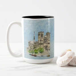 Caneca De Café Em Dois Tons Caneca: Joanna & Grace voando (céu azul claro)