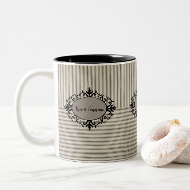 Caneca De Café Em Dois Tons Caneca Mantenha-a em uma faixa bonita (Com Donut)
