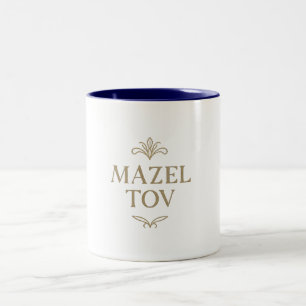 Caneca De Café Em Dois Tons Caneca - Mazel Tov em iídiche