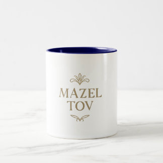 Caneca De Café Em Dois Tons Caneca - Mazel Tov em iídiche