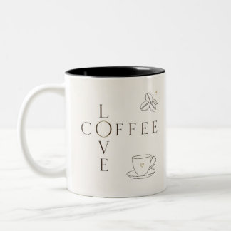 Caneca De Café Em Dois Tons Caneca Minimalista Amor Café | Caneca Fofa para Am
