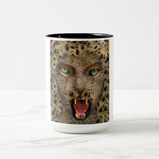 Caneca De Café Em Dois Tons Caneca, mulher do leopardo (Centro)