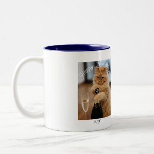 Caneca De Café Em Dois Tons Caneca para Amantes de Gatos, Dois Tons, Texto de