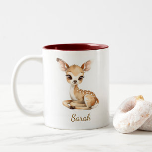 Caneca De Café Em Dois Tons Caneca Personalizada com Nome de Bebê Veado em Aqu