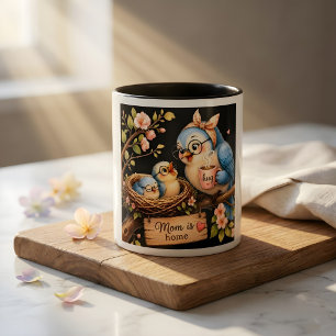 Caneca De Café Em Dois Tons Caneca Preta Mamãe Está Em Casa Presente de Pássar
