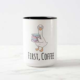 Caneca De Café Em Dois Tons Caneca "Primeiro Café" do Pato Divertido – Café da