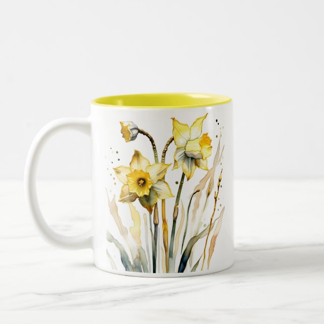 Caneca De Café Em Dois Tons Caneca. Rosas Amarelas (Esquerda)