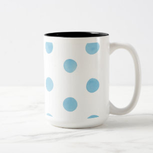 Caneca De Café Em Dois Tons Canela de Bolinhas de Aquarela Azul - Pastel Minim