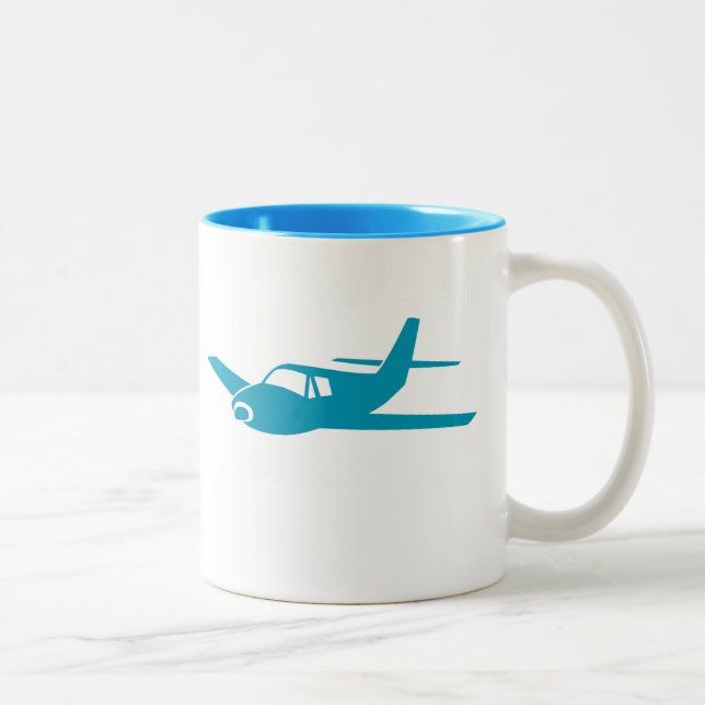 Caneca De Café Em Dois Tons Caneta de café de avião azul simples (Direita)