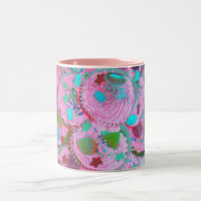 Caneca De Café Em Dois Tons Caneta de Cupcakes rosa (Centro)