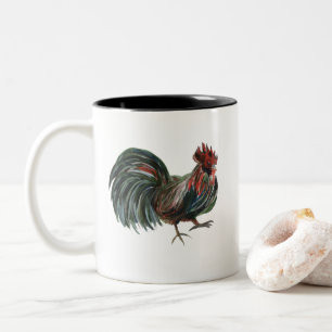 Caneca De Café Em Dois Tons Caneta de Ilustração de Fazenda de Galo