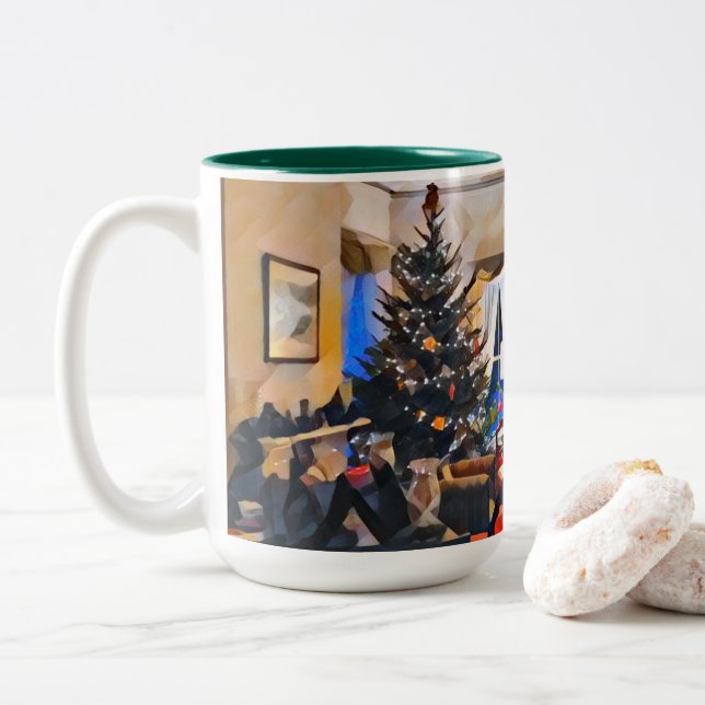 Caneca De Café Em Dois Tons Caneta de Natal (Com Donut)